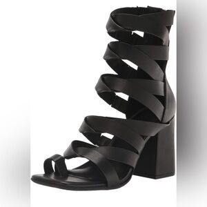 Aerosoles Women's Hadley Gladiator Sandal New 5.5M Black Leather Chunky Heel